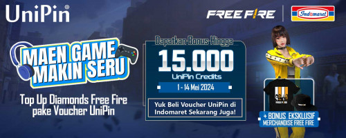 Top Up Diamonds pake Voucher UniPin, Dapatkan Bonus 15,000 + Merchandise Eksklusif dari Free Fire